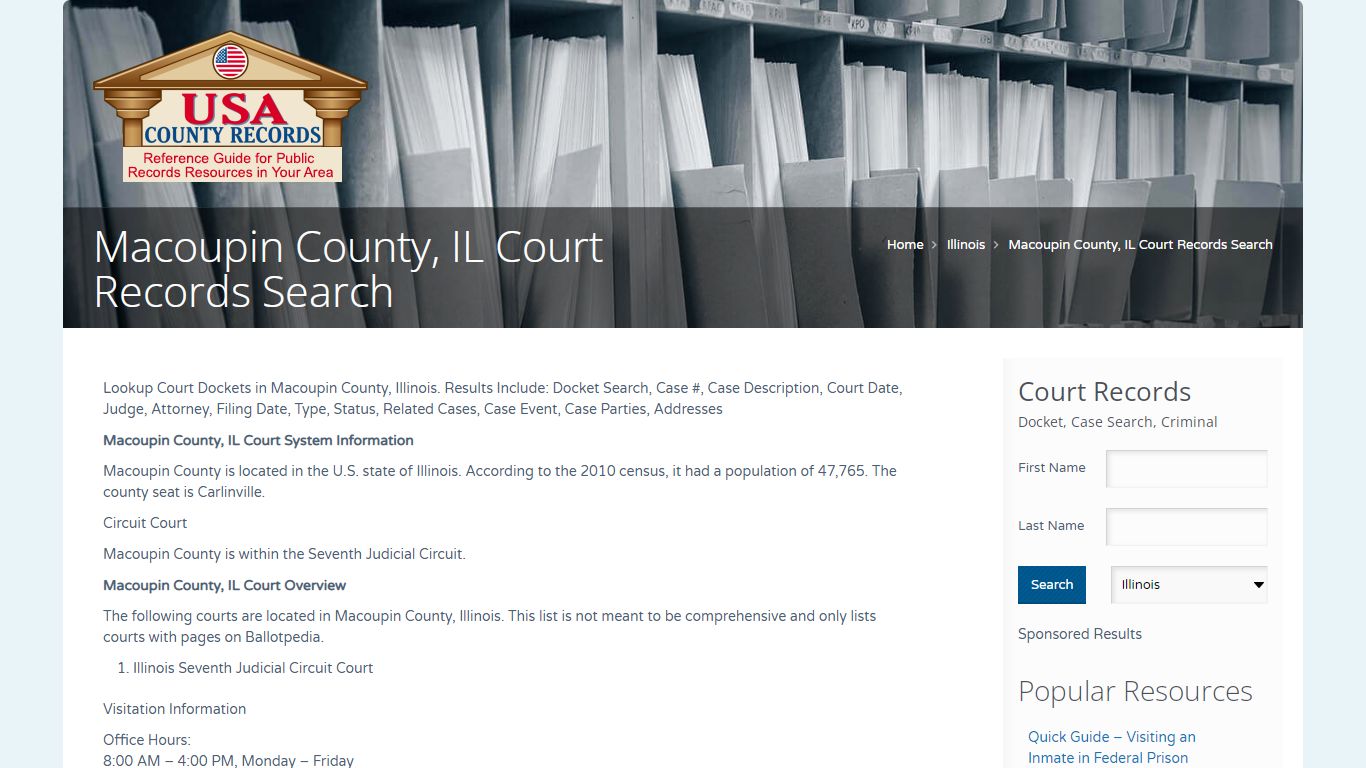 Macoupin County, IL Court Records Search | Name Search