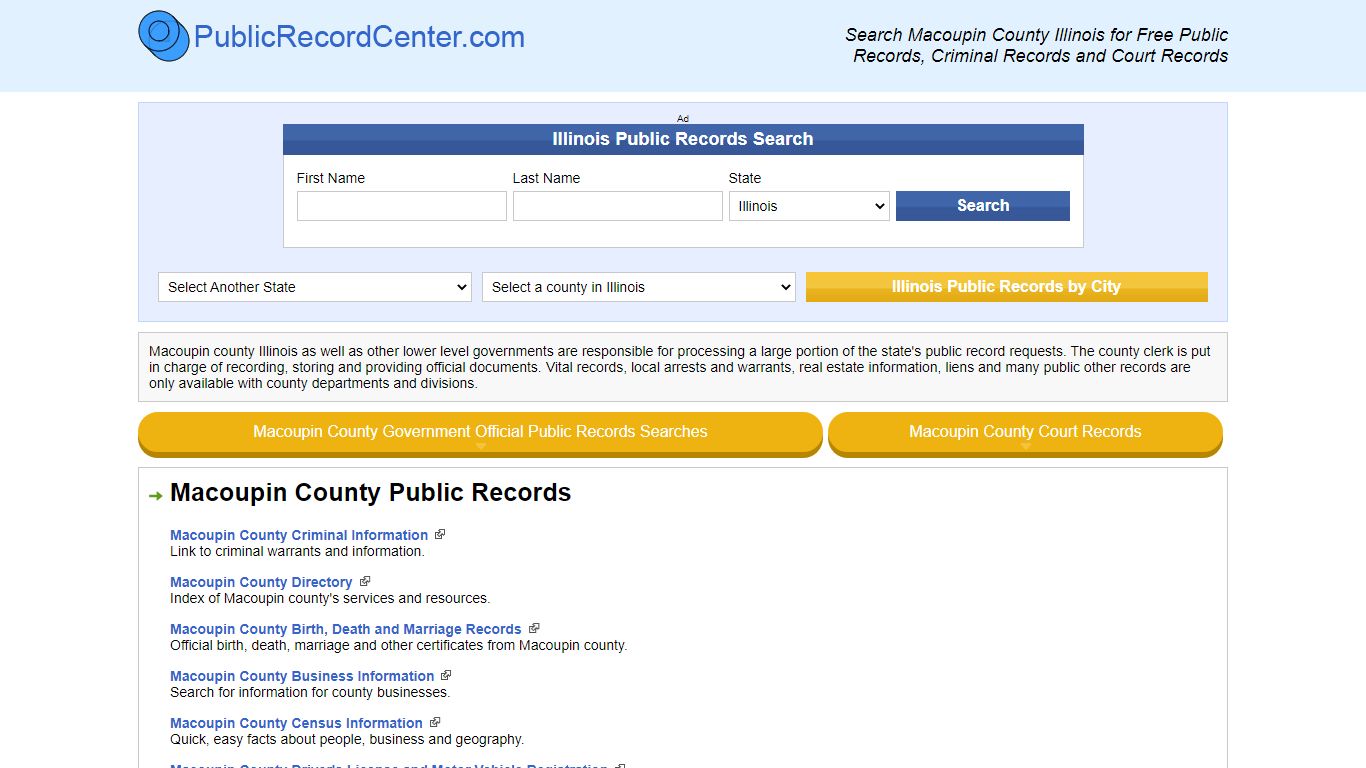 Macoupin County Illinois Free Public Records - Court ...